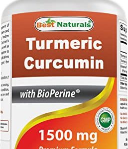 Best Naturals Turmeric Curcumin 1500mg/Serving with Bioperine - 180 Veggie Capsules